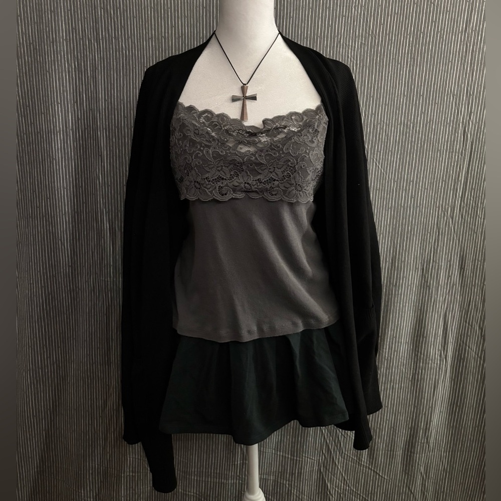 Grey lace cami top